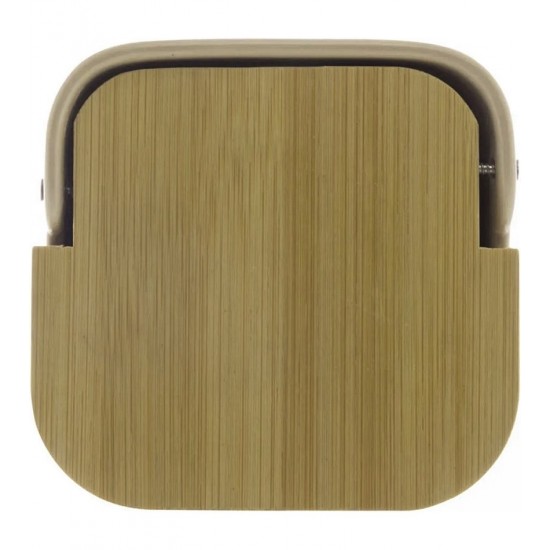 Saleiro 11cm De Largura Por 10cm De Altura De Cerâmica Cor Areia Com Tampa E Colher De Bambu